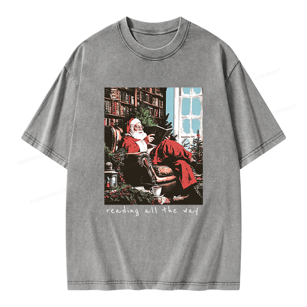 Pagewings Bookish Christmas Unisex Washed T-shirt