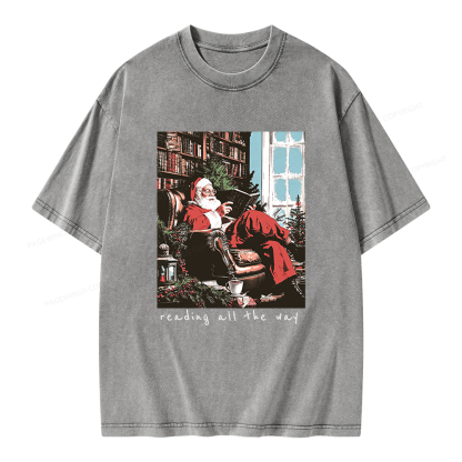 Pagewings Bookish Christmas Unisex Washed T-shirt