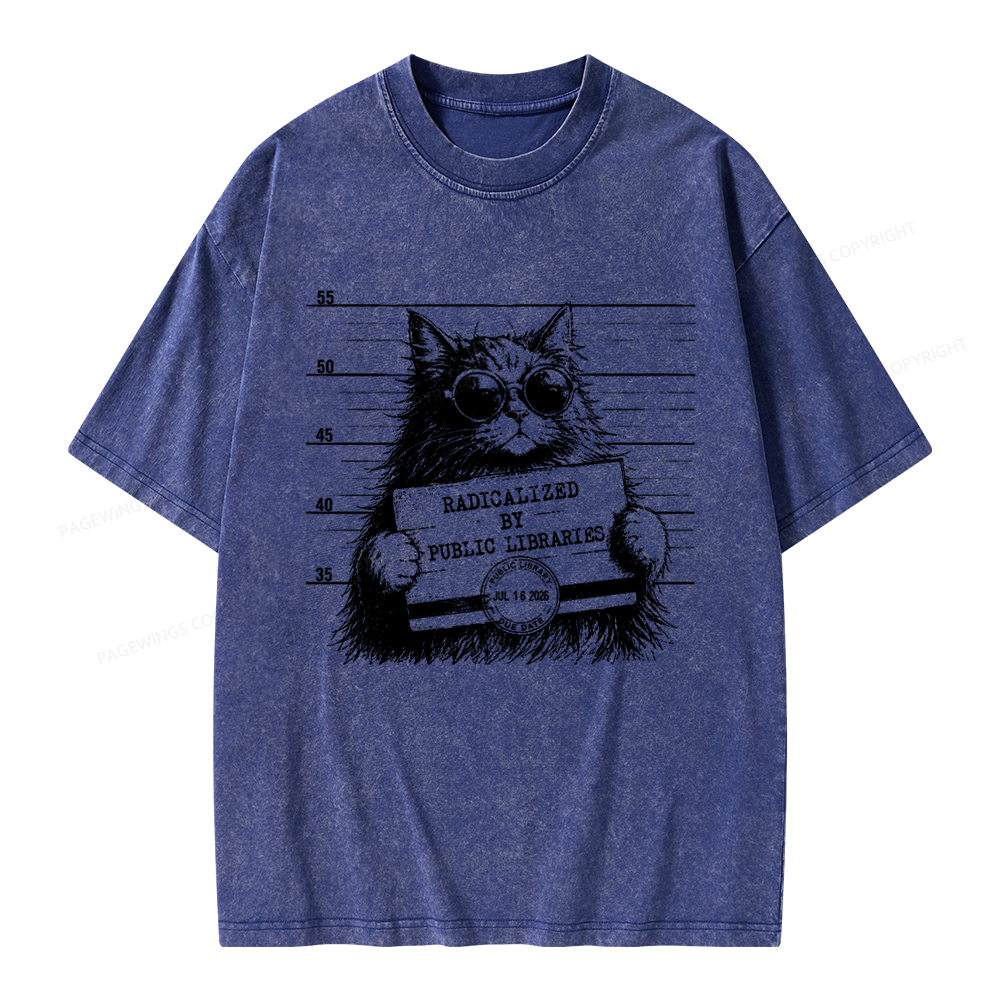 Pagewings Radicalized By Public Libraries Unisex Washed T-shirt