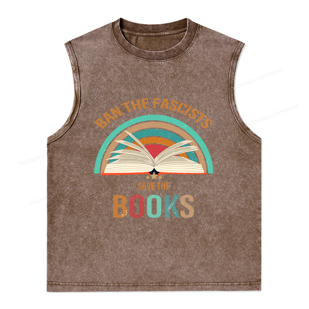 Pagewings Ban The Fascists Save The Books Unisex Washed Tank Top