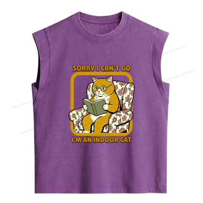Pagewing Sorry I Can't Go Women's Washed Tank Top