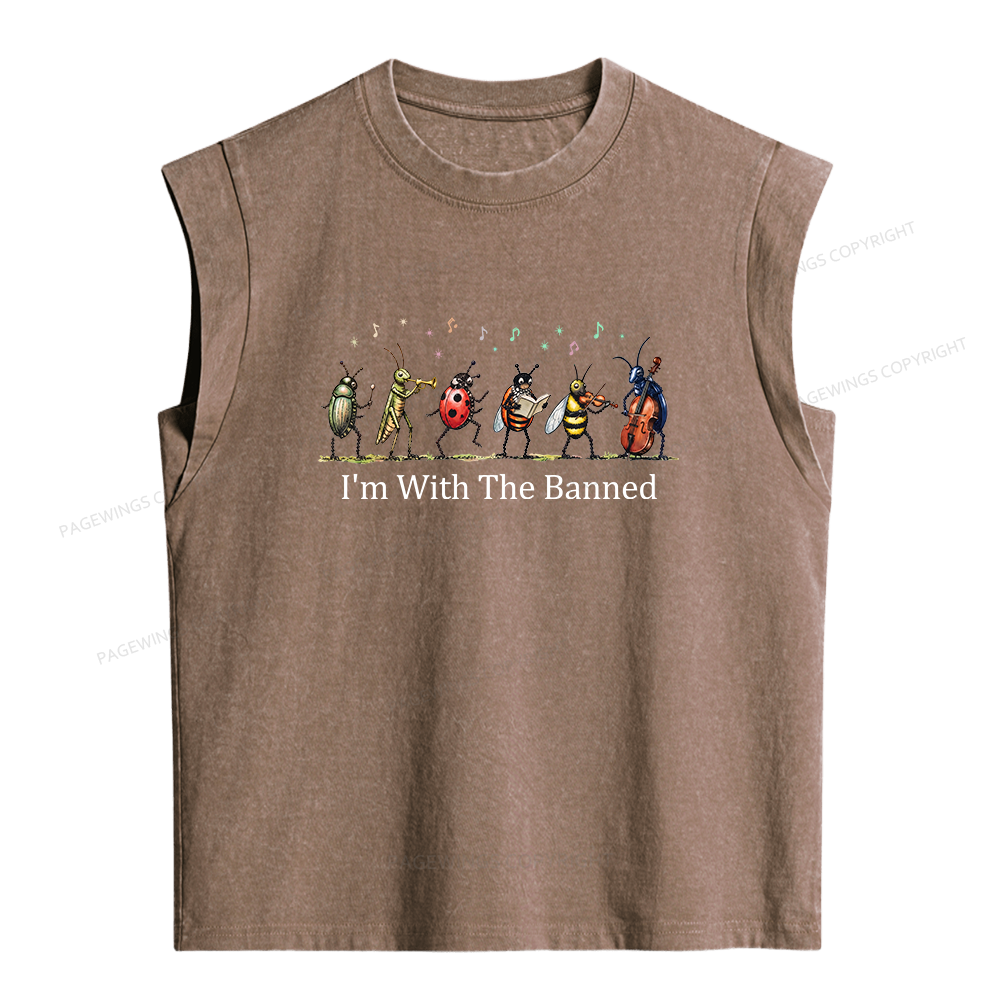 Pagewings I'm With The Banned Women's Washed Tank Top