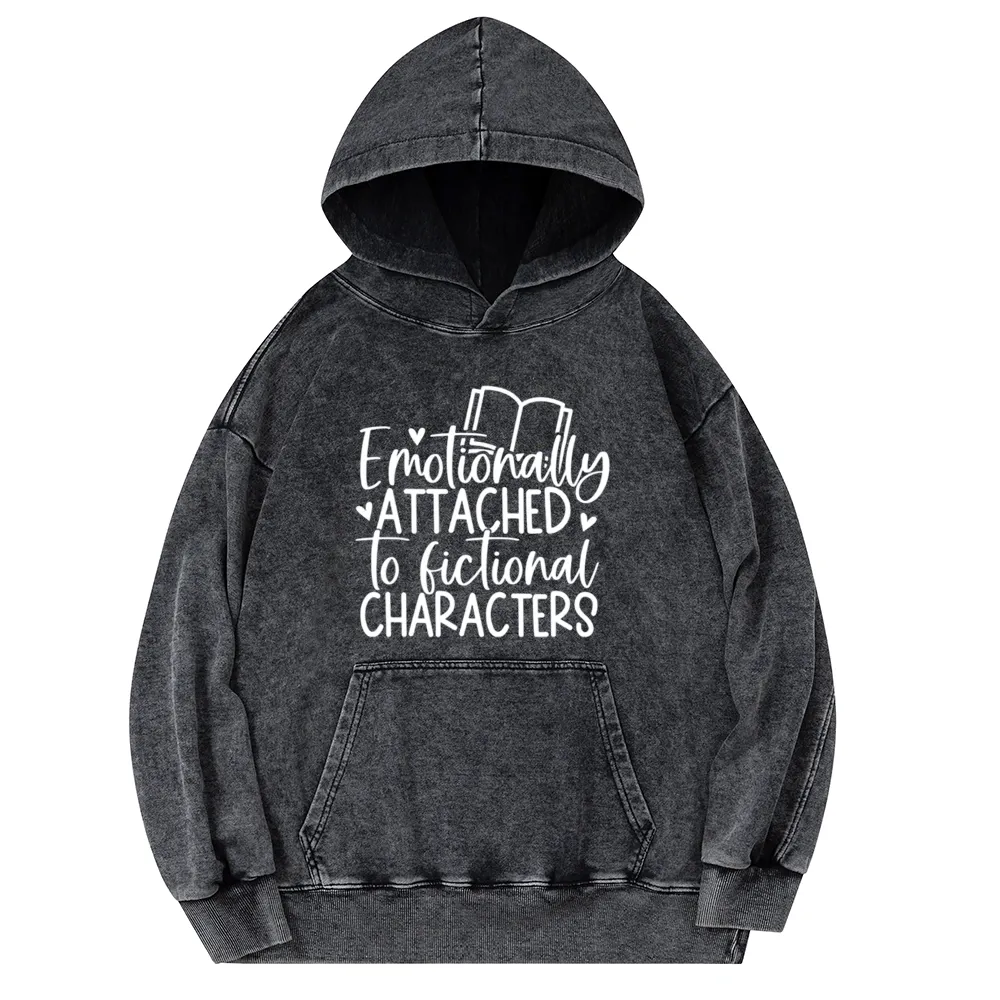 Pagewings Emotionally Attached To Fictional Characters Unisex Washed Hoodie