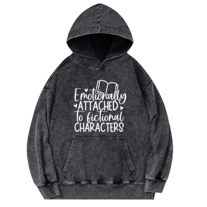 Pagewings Emotionally Attached To Fictional Characters Unisex Washed Hoodie