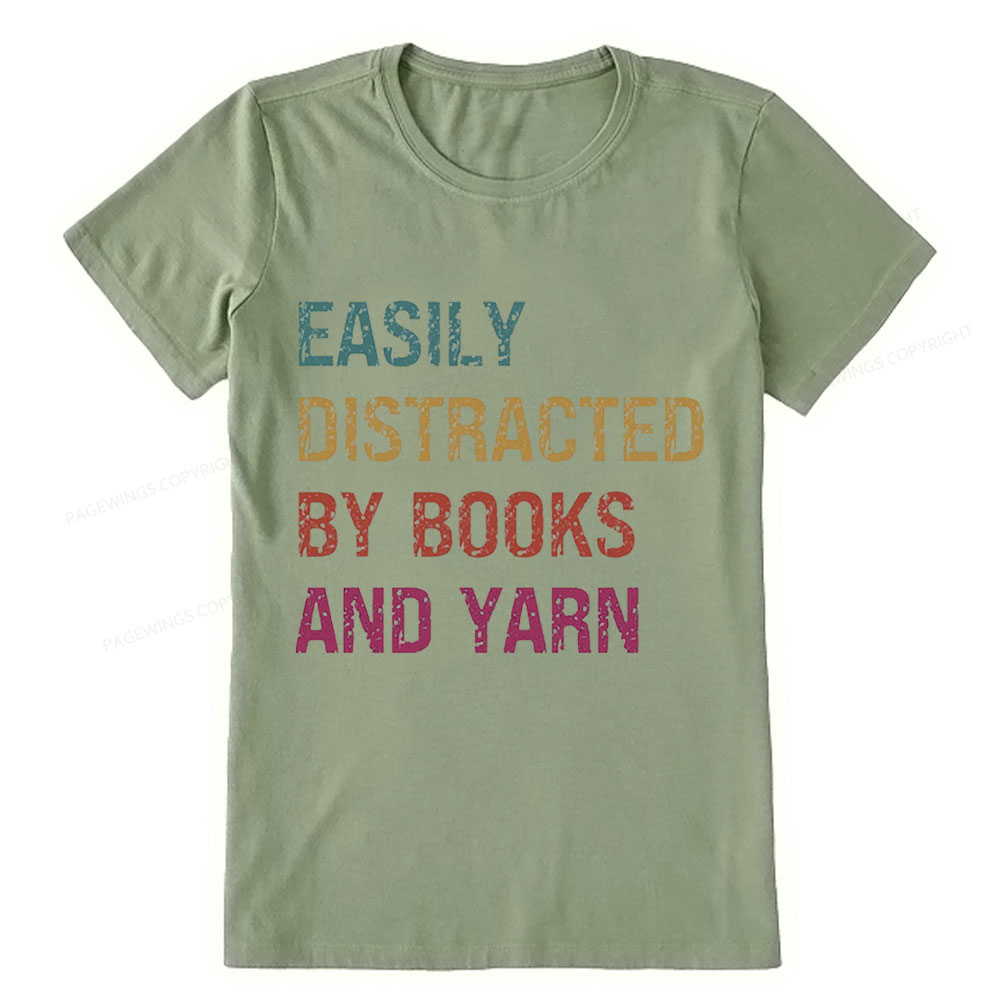 Pagewing Easily Distracted By Books And Yarn Unisex Classic T-shirt