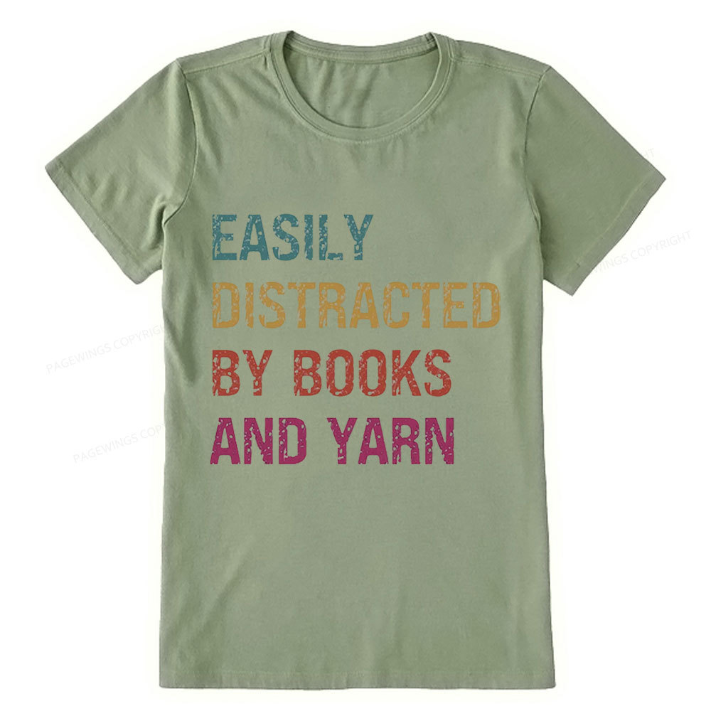 Pagewing Easily Distracted By Books And Yarn Unisex Classic T-shirt