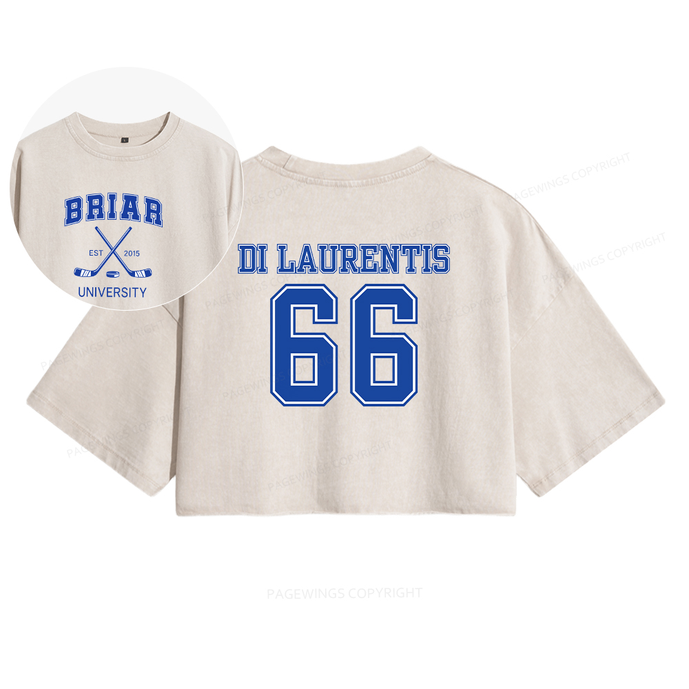 Pagewings Hockey Romance Women's Washed Cropped T-shirt
