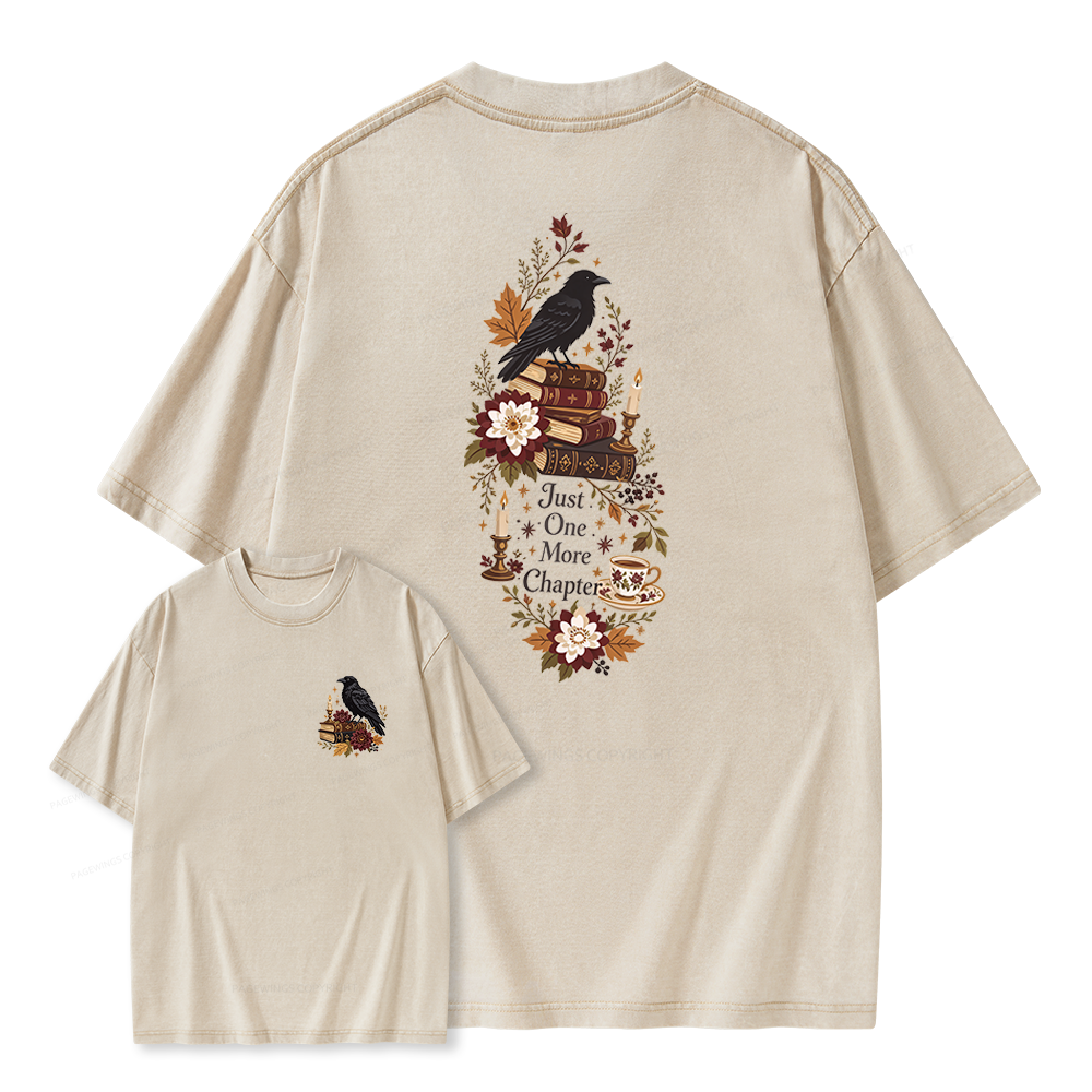Pagewings Dark Academia Book Unisex Washed T-shirt