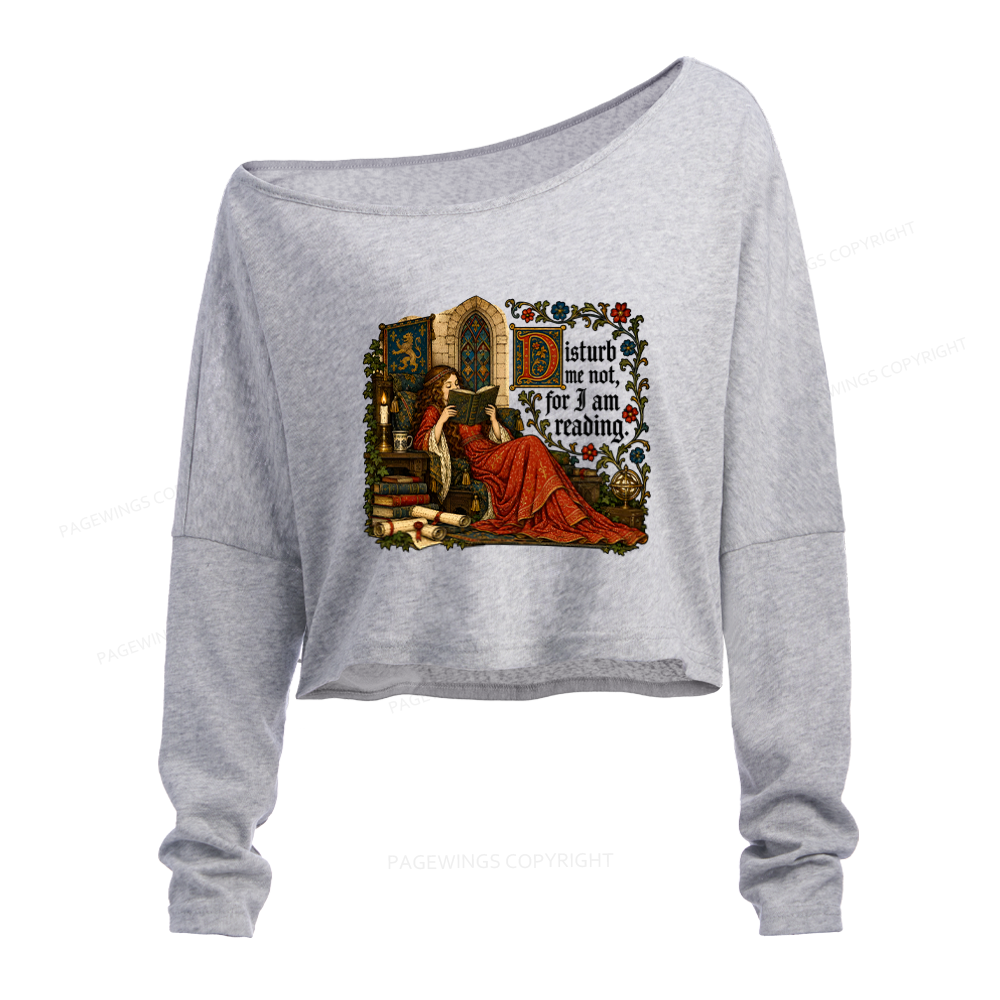 Pagewings Medieval Reading Slouchy Long Sleeve Off Shoulder T-shirt