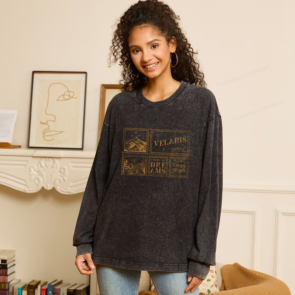 Pagewings Velaris Acotar Unisex Washed Long Sleeve T-shirt
