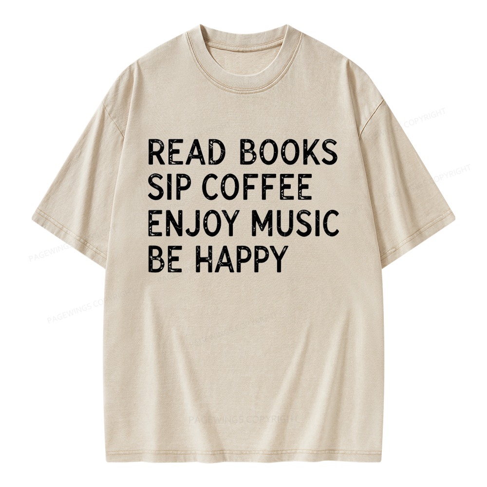 Pagewings Read Books Sip Coffee Unisex Washed T-shirt