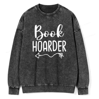 Pagewing Book Hoarder And Bookaholic Unisex Washed Sweatshirt