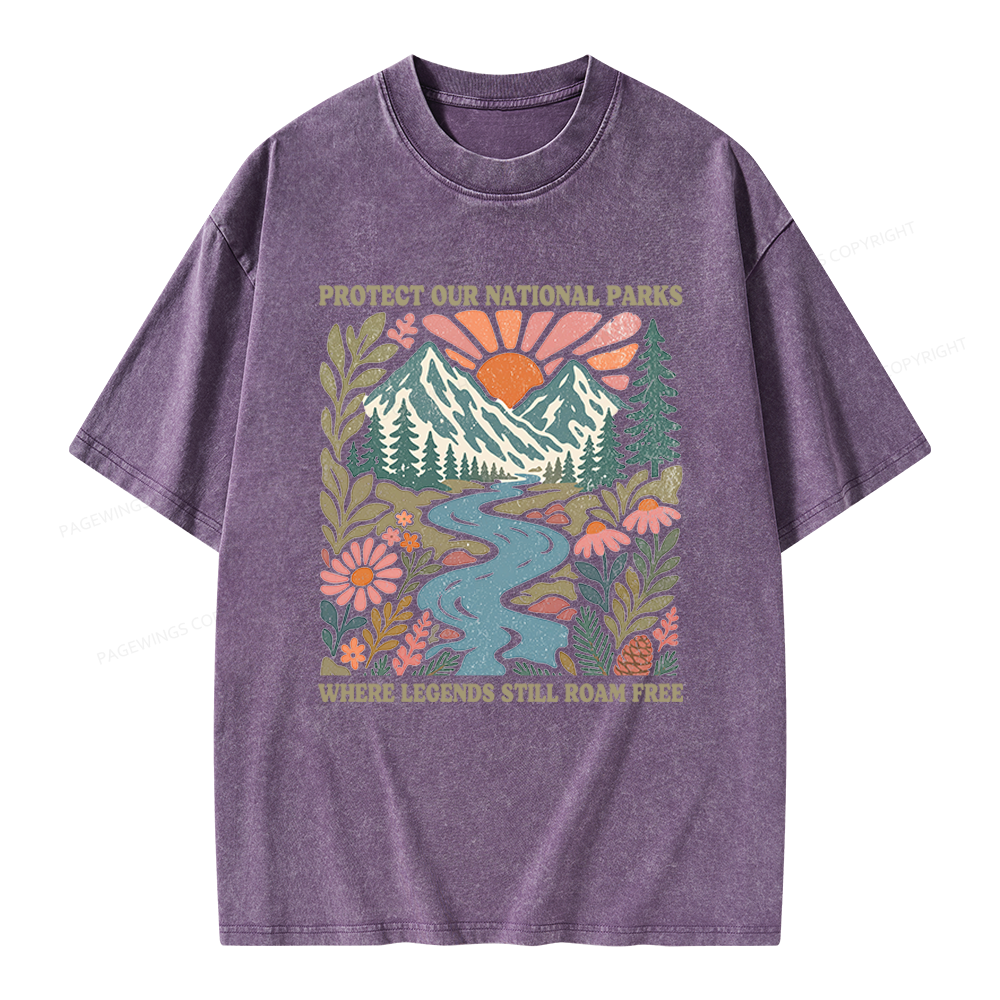 Pagewings National Parks Unisex Washed T-shirt