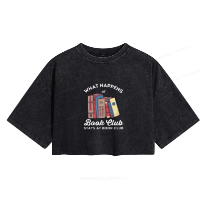 Pagewings Stays At Book Club Book Women's Washed Cropped T-shirt