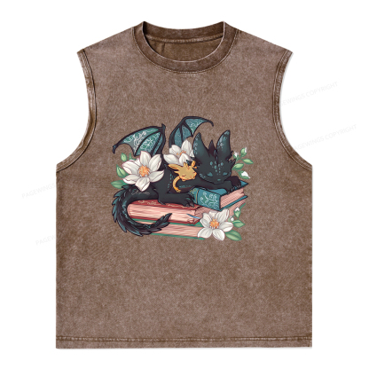Pagewings Fantasy Book Dragon Unisex Washed Tank Top