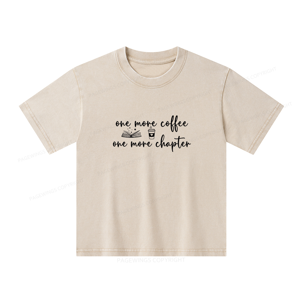 Pagewings Just One More Coffee and Books Unisex Kids Washed T-shirt