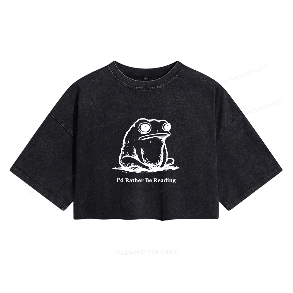 Pagewings I'd Rather Be Reading Women's Washed Cropped T-shirt