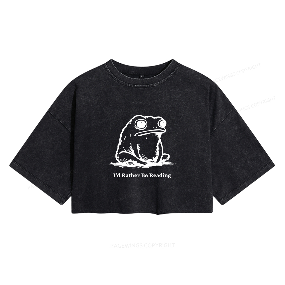 Pagewings I'd Rather Be Reading Women's Washed Cropped T-shirt