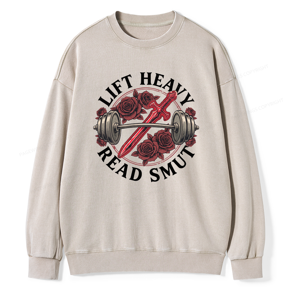 Pagewings Lift Heavy Read Unisex Washed Sweatshirt