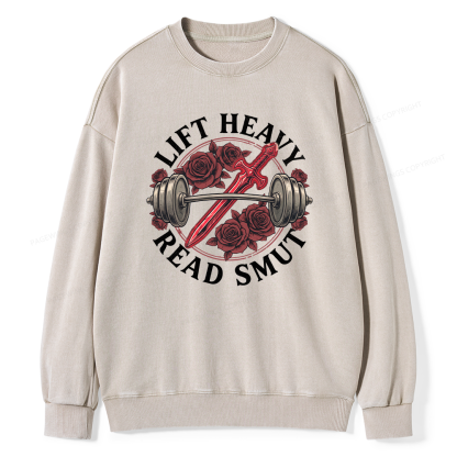 Pagewings Lift Heavy Read Unisex Washed Sweatshirt