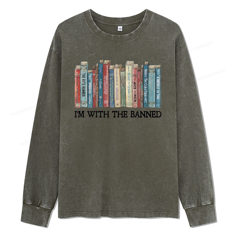 Pagewings I I'm With The Banned Unisex Washed Long Sleeve T-shirt