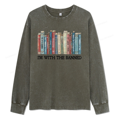 Pagewings I I'm With The Banned Unisex Washed Long Sleeve T-shirt