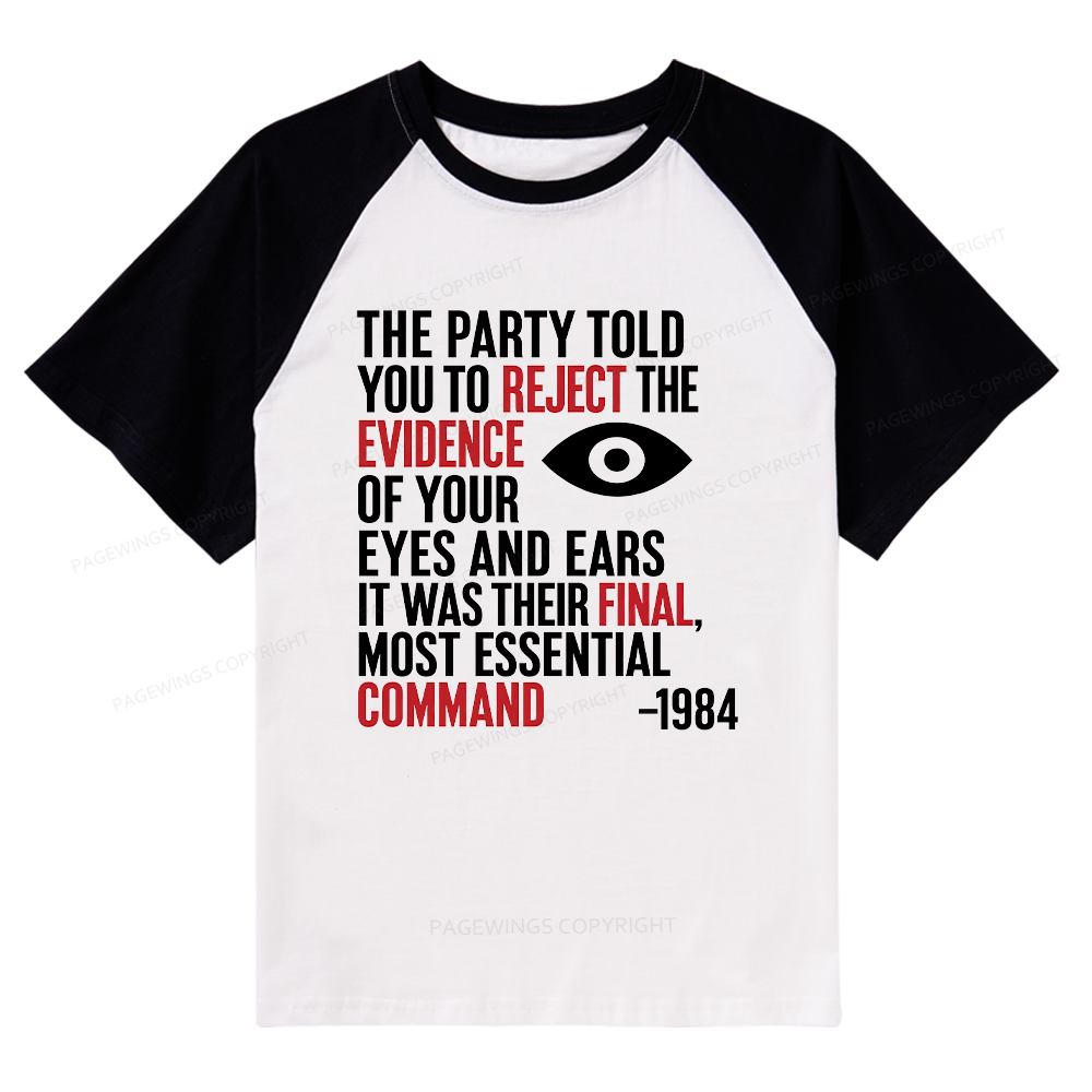 Pagewings Dystopia Quote Raglan T-shirt