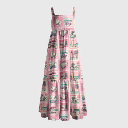Pagewings Retro Beach Book Lover Maxi Dress