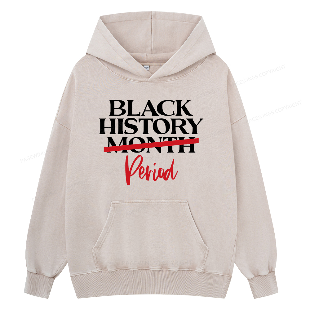 Pagewings Black History Month Period Unisex Washed Hoodie