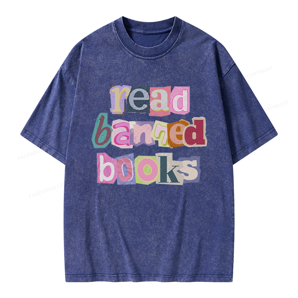 Pagewings Read Banned Books Unisex Washed T-shirt