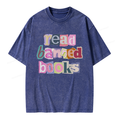 Pagewings Read Banned Books Unisex Washed T-shirt