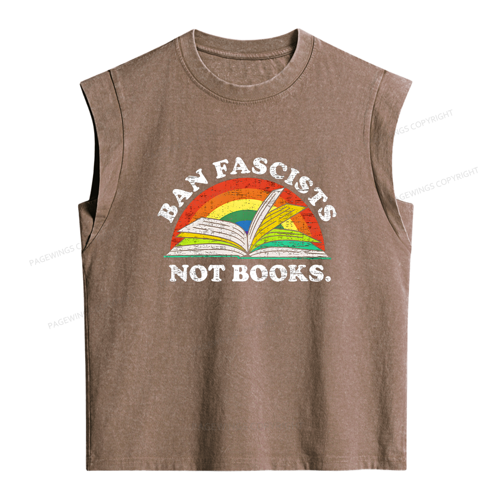 Pagewings Ban Fascists Not Books Women's Washed Tank Top