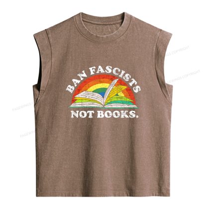 Pagewings Ban Fascists Not Books Women's Washed Tank Top