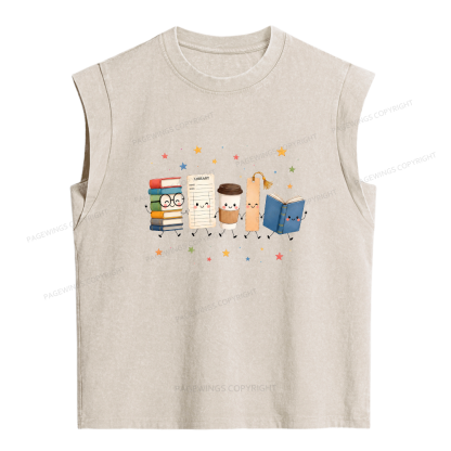 Pagewings Librarian16614 Women's Washed Tank Top