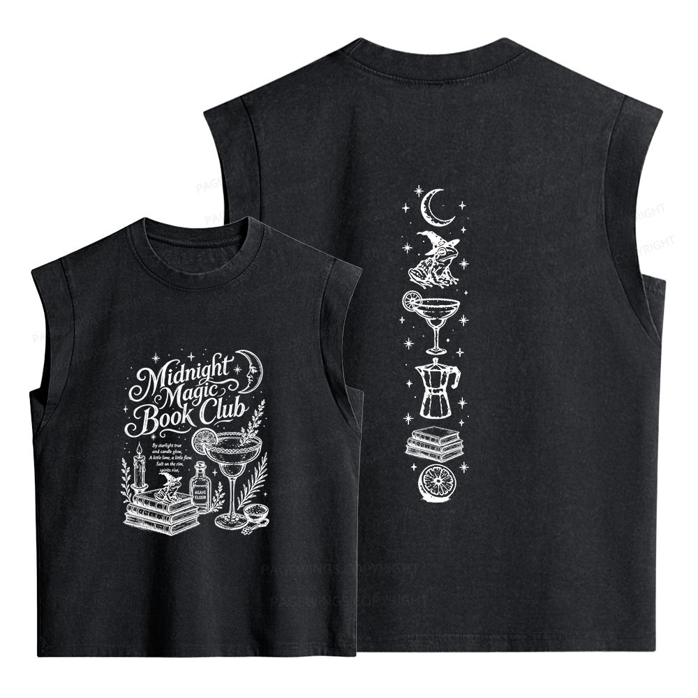 Pagewings Midnight Magic Book Club Women's Washed Tank Top