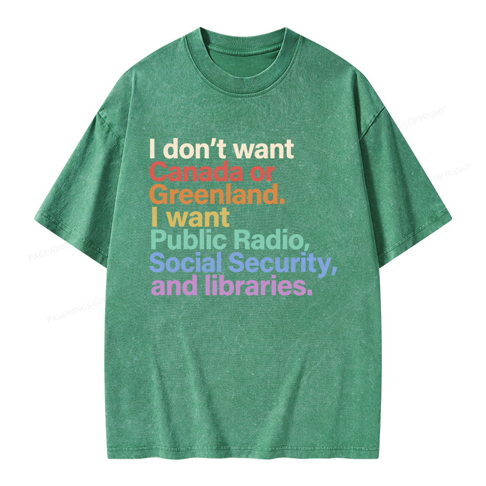 Pagewings I Want Public Libraries Unisex Washed T-shirt