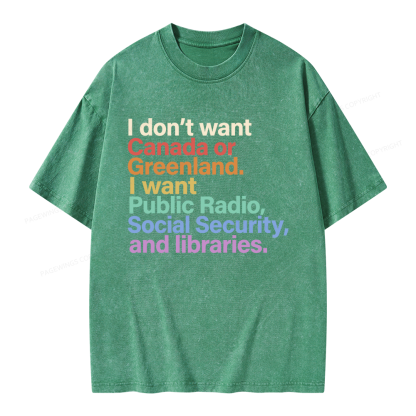 Pagewings I Want Public Libraries Unisex Washed T-shirt