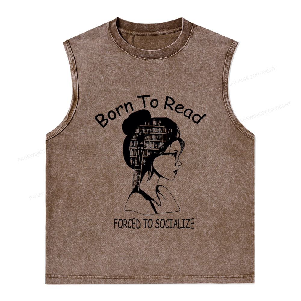 Pagewings Born To Read Unisex Washed Tank Top