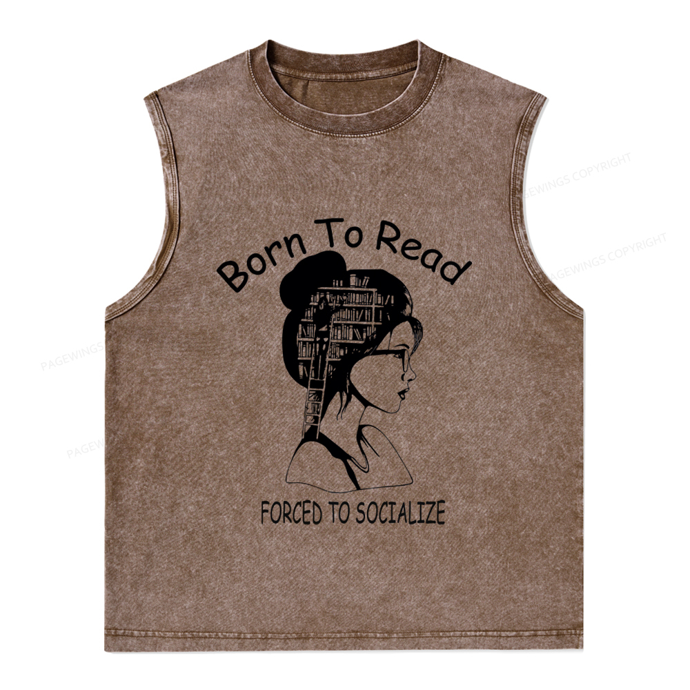 Pagewings Born To Read Unisex Washed Tank Top