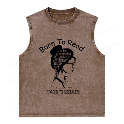 Pagewings Born To Read Unisex Washed Tank Top