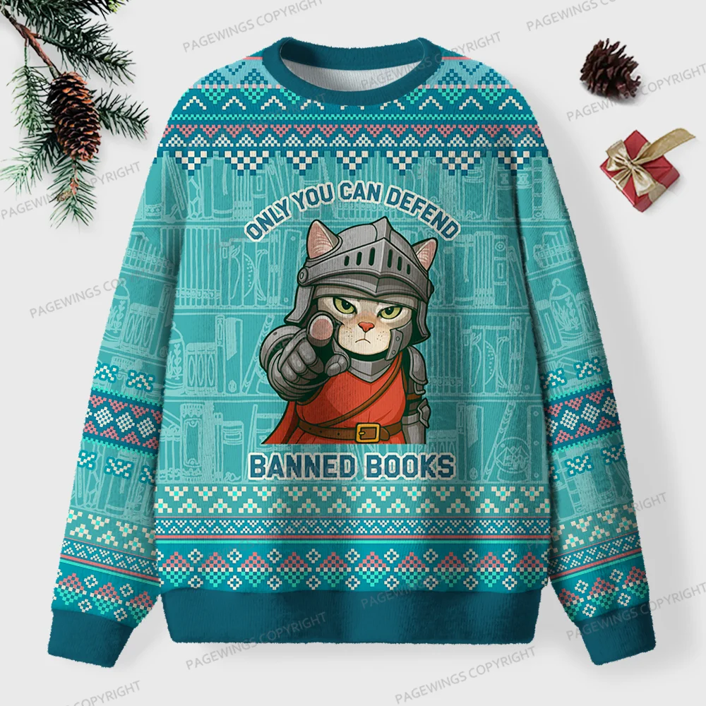 Pagewings The World Will Be Saved Unisex Ugly Knit Sweatshirt