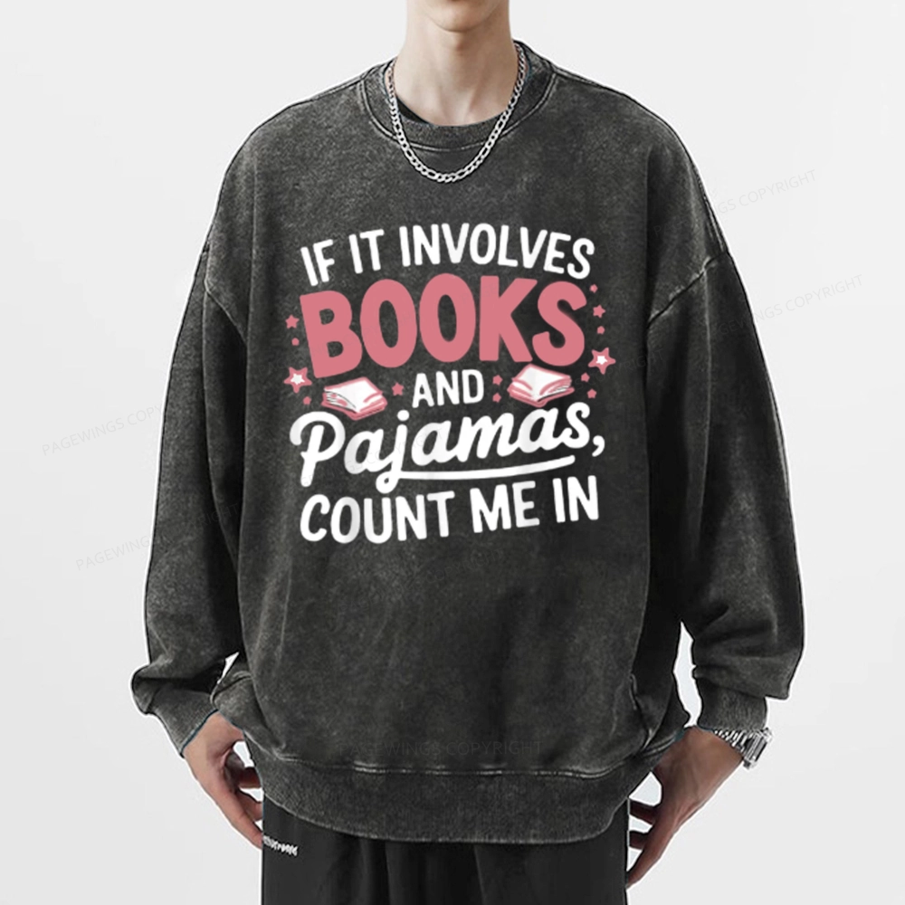 Pagewing Lover Funny Book Reading Unisex Washed Sweatshirt