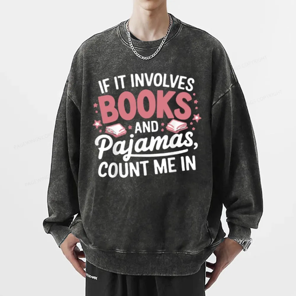 Pagewing Lover Funny Book Reading Unisex Washed Sweatshirt