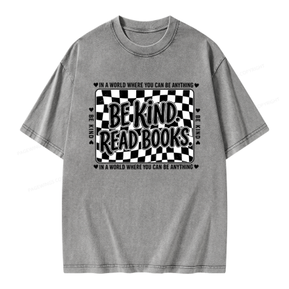 Pagewings Be Kind Read Books Unisex Washed T-shirt