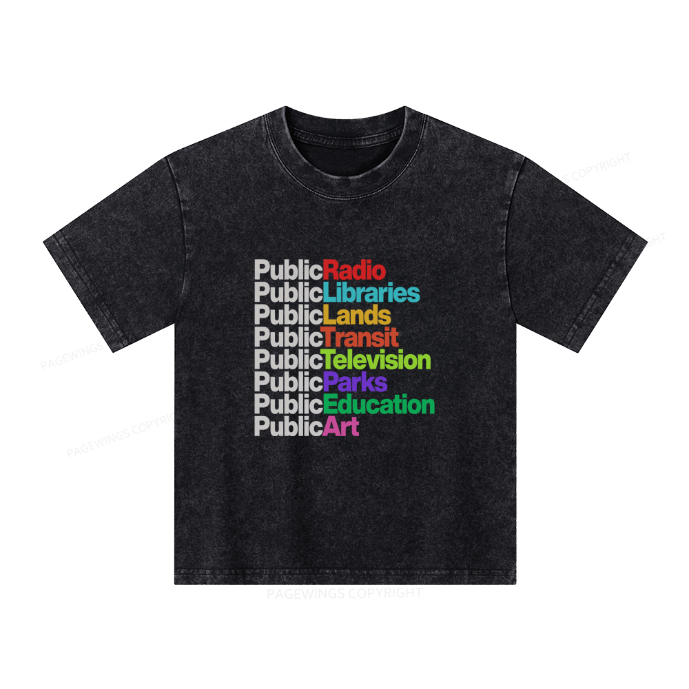 Pagewings Public Libraries Unisex Kids Washed T-shirt