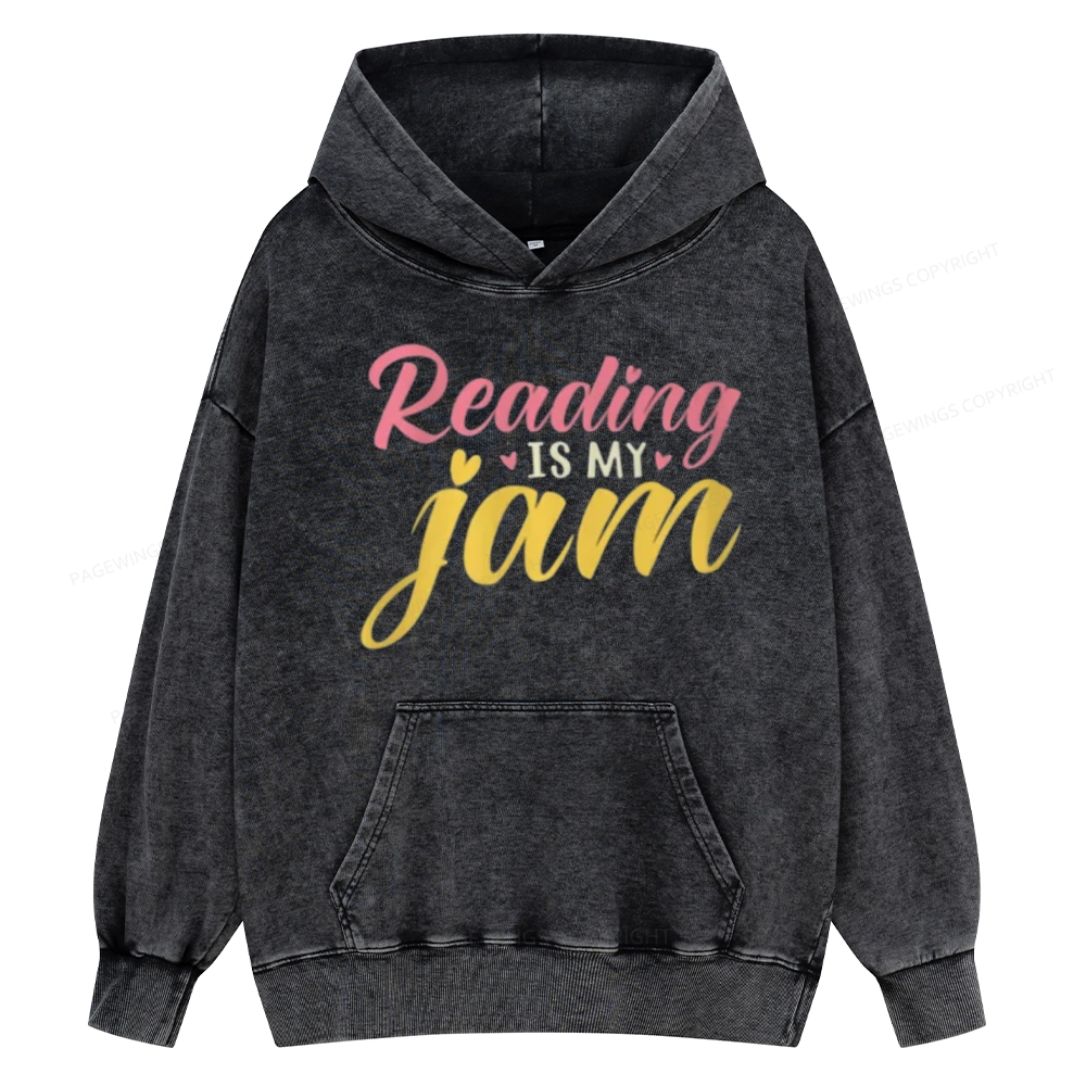 Pagewings Reading is My Jam Unisex Washed Hoodie