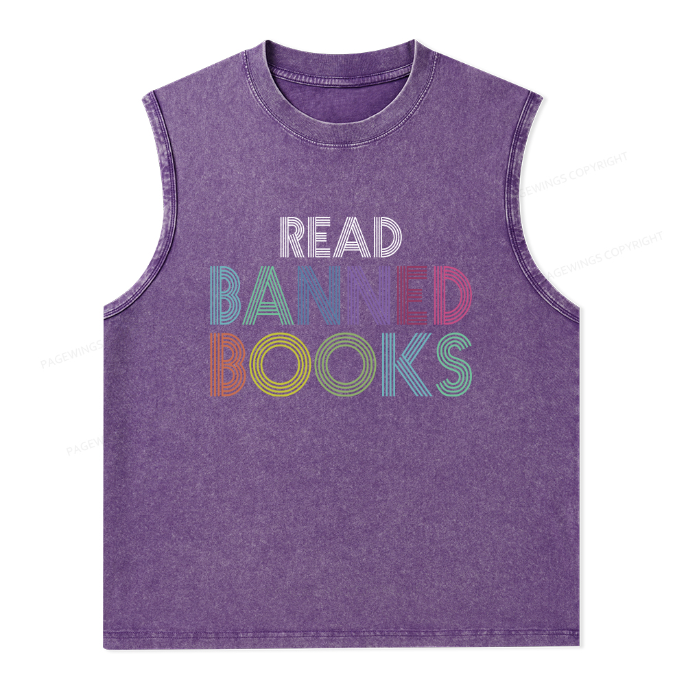 Pagewings Read Banned Books Shirt Unisex Washed Tank Top