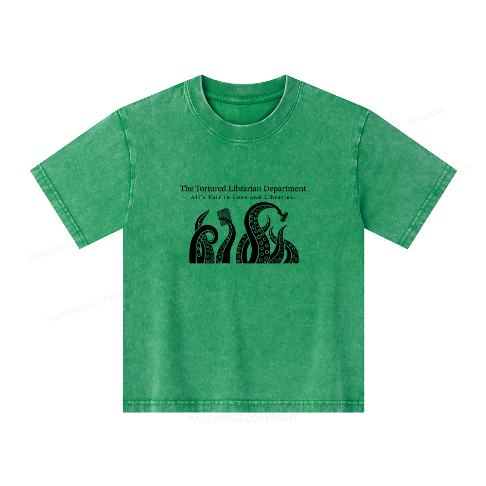 Pagewings The Tortured Librarian Department Unisex Kids Washed T-shirt