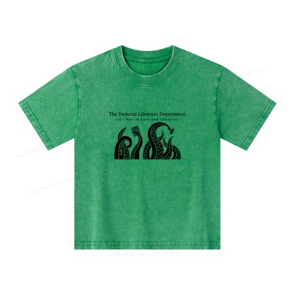 Pagewings The Tortured Librarian Department Unisex Kids Washed T-shirt