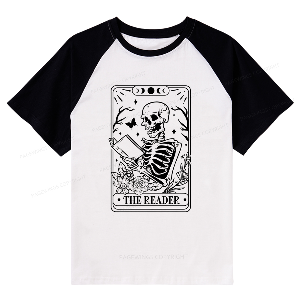 Pagewings Halloween The Reader Tarot Card Raglan T-shirt